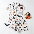 thumbnail image 2 of Miaoju Women's Pajama Sets 2 Piece Round Neck Button Down Shorts Set Halloween Pjs Print Lounge 2026 Pjs Sleepwear Short Sleeve Funny, 2 of 8