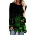 thumbnail image 2 of jsaierl T-Shirts de la Saint-Patrick pour Femmes Manches Longues Décontractées Trèfle Graphique Col Rond Irlandais Mode 2024 Hauts Tunique Douce T-Shirt Blouse Cadeau pour Femmes, 2 of 5
