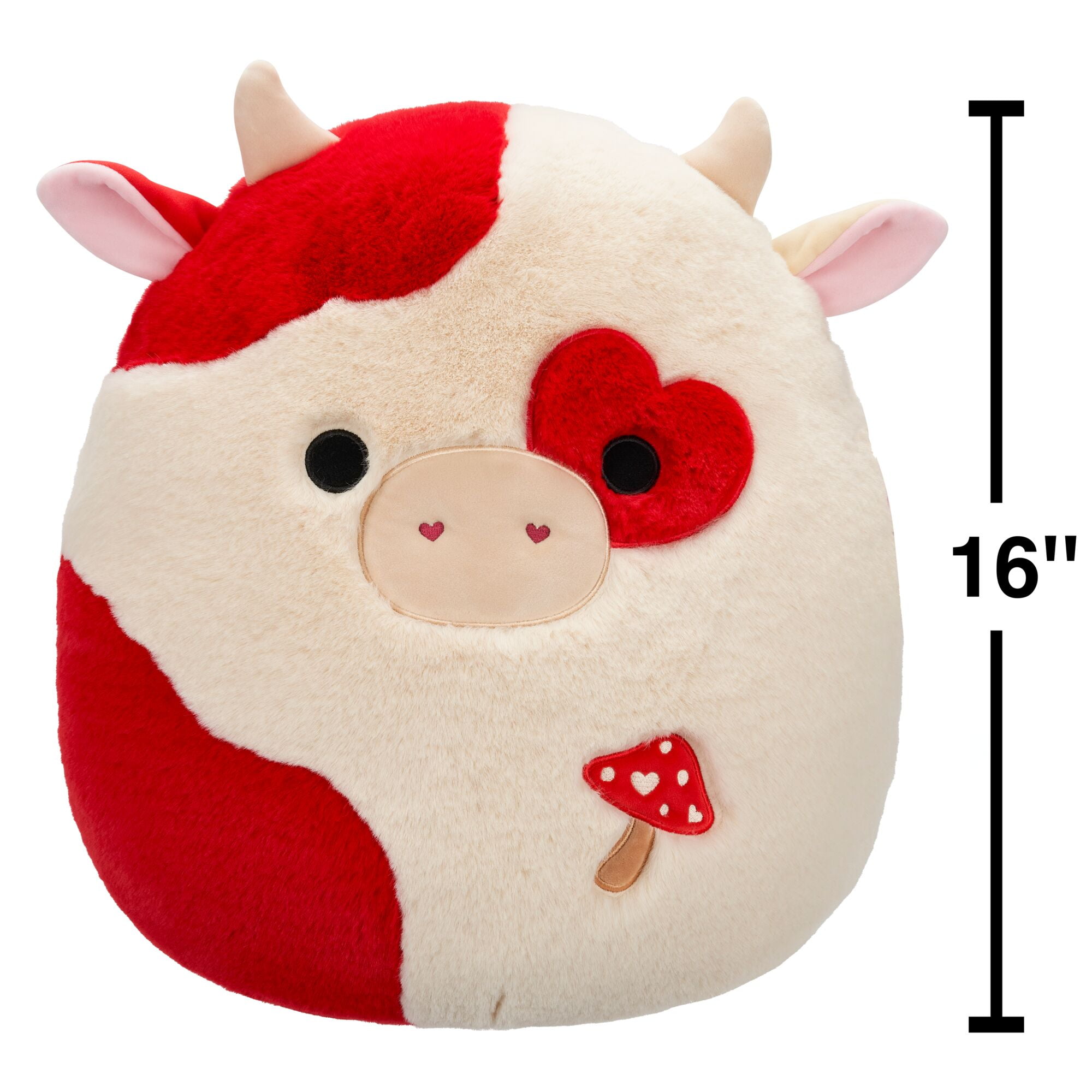Squishmallows FuzzAMallow Official 16 inch Claudio the White and Red Cow - Child's Ultra Soft Plush Toy