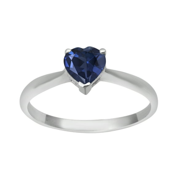Dainty 925 Sterling Silver 5 MM Heart Blue Sapphire Women Valentines Day Gifts Stacking Ring