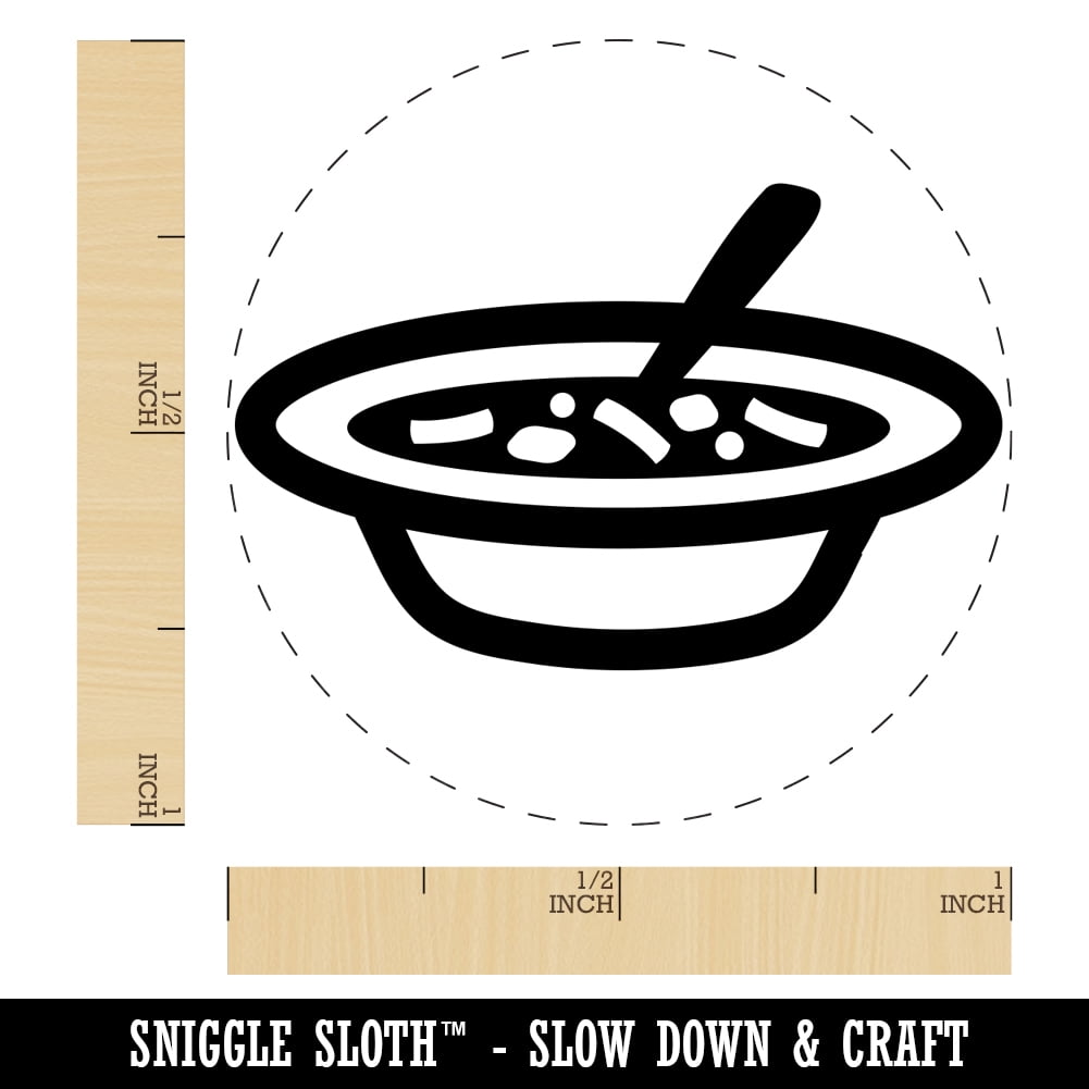 Bowl of Soup Self-Inking Rubber Stamp Ink Stamper - Black Ink - Large 1-1/2 Inch