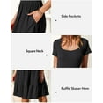 thumbnail image 6 of Newshows Womens 2024 Summer Dress Short Sleeve Square Neck Dresses Casual Beach Vacation A-Line Ruffle Sundress with Pockets, 6 of 6