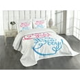 thumbnail image 3 of Ambesonne Party Quilted Bedspread Set 3 Pcs, Classical Calligraphy Writing, Queen Size, Hot Pink Blue, 3 of 5