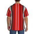 thumbnail image 3 of KLL Red Black and White Serape Blanket Stripes Print Men's Shirt Short Sleeve Button Down Summer Cuba Beach Shirts-Medium, 3 of 5