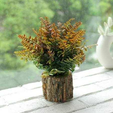 

Fake Flowers Wooden Flowerpots Simulated Plants Bonsai Decorative Ornaments 6