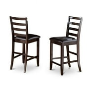 East West Furniture FAS-CAP-LC Fairwinds Counter Height Dining Chair with Faux Leather Seat in Cappucinno Finish Pack of 2