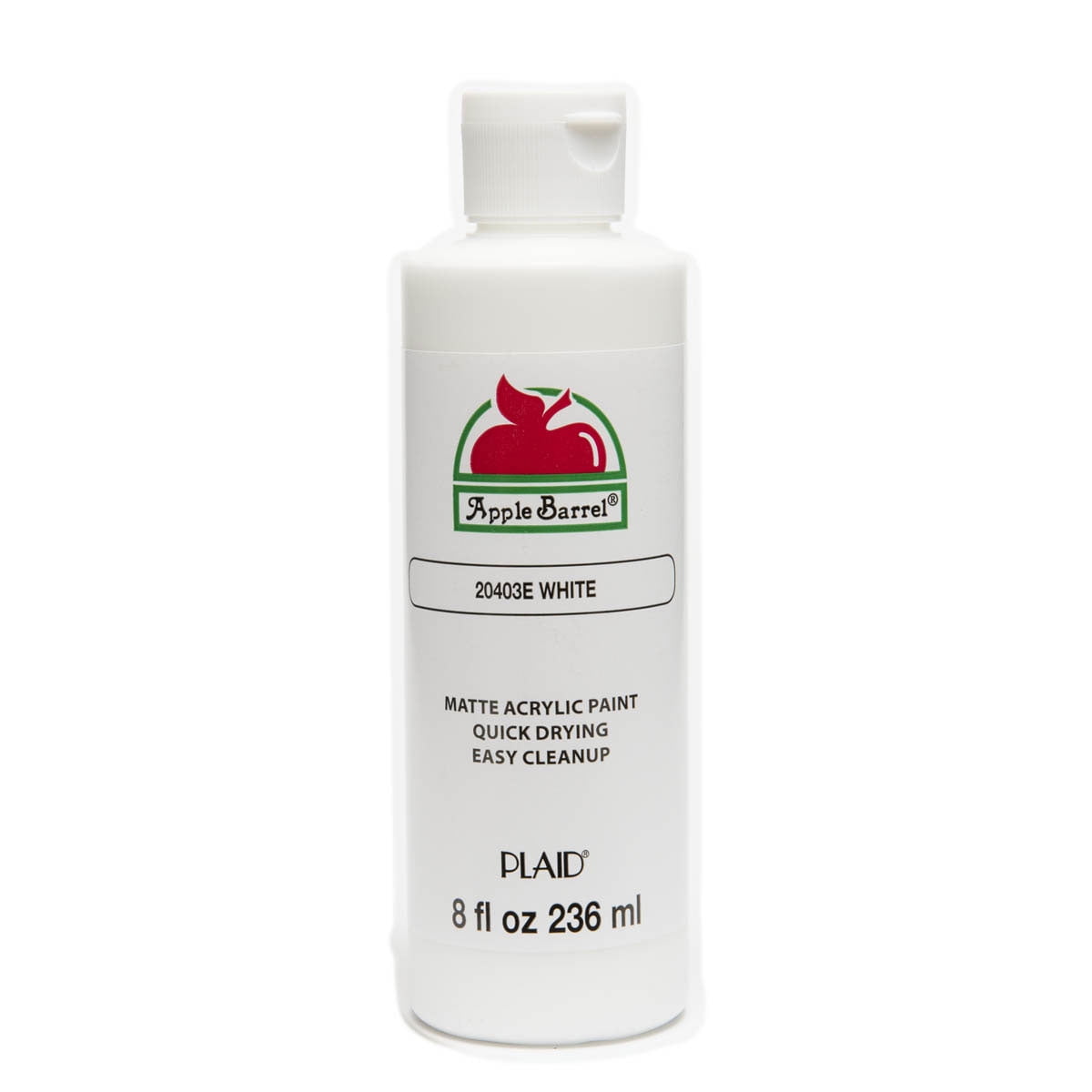 Apple Barrel 20403E Acrylic Craft Paint, Matte Finish, White, 8 fl oz