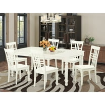 East West Furniture 3  PcTable  and  chair  set  with  a  Dining  Table  and  6  Dining  Chairs  in  Linen  White