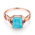 thumbnail image 2 of Gem Stone King 1.89 Ct Green Turquoise Blue Created Sapphire 18K Rose Gold Plated Silver Ring (Size 9), 2 of 5