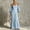 Light Blue, variant on Morttic Women's Elegant High Neck Long Sleeve Ruched Bodycon Pencil Midi Dress with Hem Slit for Office & Formal Occasions White,S