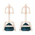 thumbnail image 4 of 3 Ct Princess Cut Studs Natural London Blue Topaz 14K Rose Solid Solid Gold Everyday Dainty Earrings Screw Back, 4 of 7