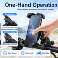 thumbnail image 5 of GAZILY® Motorcycle Phone Mount, Anti-Shake Handlebar Holder with One-Hand Lock, 360° Rotation and 4-Layer Shock Absorption for 4.7–7.2" Phones, Black, 5 of 7