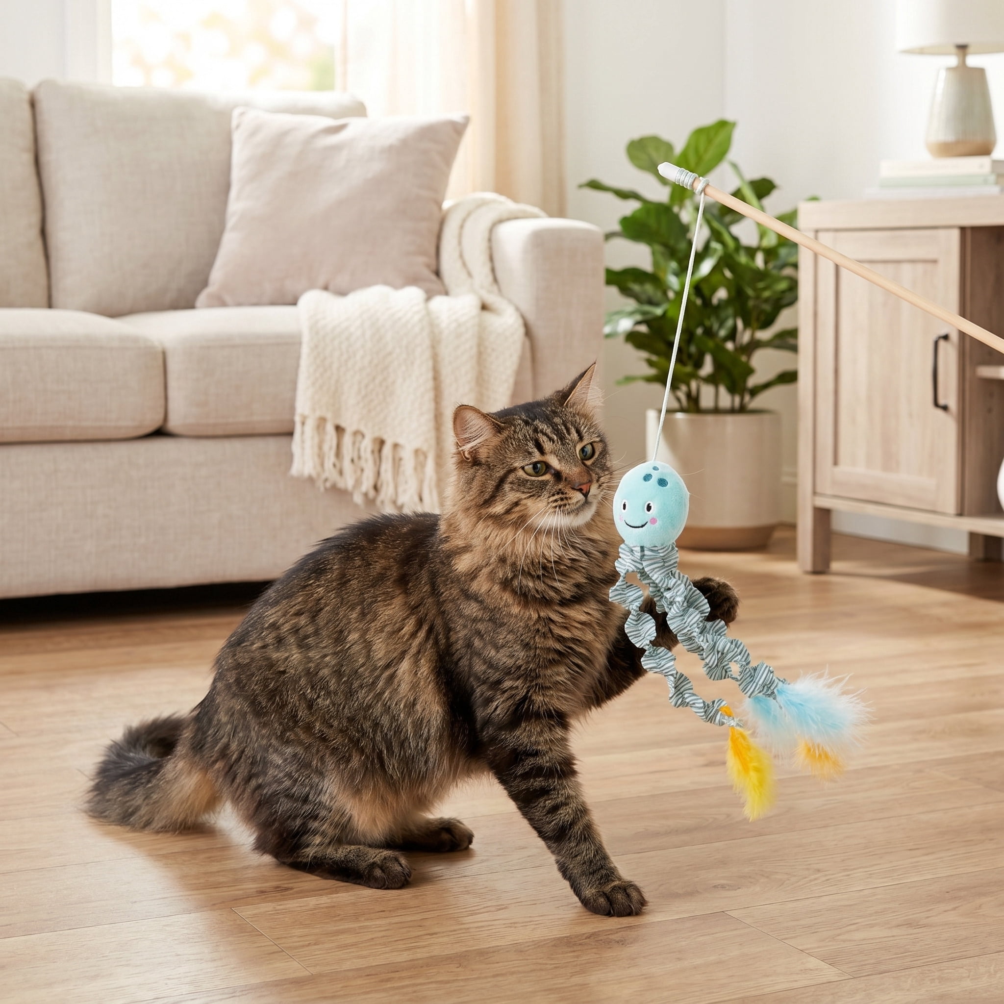 (2 pack) Vibrant Life Jellyfish Teaser Cat Toy with Catnip, 18"