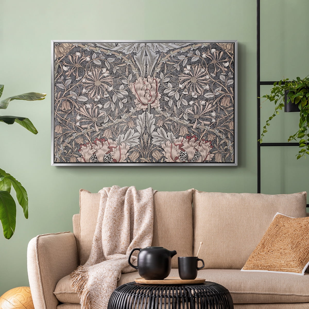 Vintage Abstract Print-XXX Framed in Silver Wood Gallery Wrapped Canvas 17 in. x 25 in.