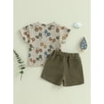 thumbnail image 5 of Baby Toddler Boy Summer Outfit 6 12 18 24 Months 2T 3T Waffle Tractor Print Short Sleeve T-shirts Solid Elastic Waist Shorts 2 Piece Summer Set, 5 of 9