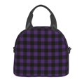 thumbnail image 5 of Japuie Purple Black Plaid Print Insulated Lunch Bag for Women Men,Reusable Lunch Box with Adjustable Shoulder Strap,Adult Leakproof Portable Cooler Tote Bags for Work Office Travel Picnic, 5 of 7