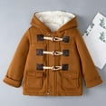 thumbnail image 4 of Duffel Coat for Girls Boys Winter Woolen Hooded Dress Peacoat Toddlers Kids Thick Sherpa Lined Jacket Warm Overcoats (9 Years, Brown), 4 of 4
