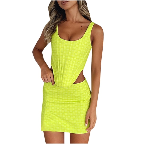 Moda mujer verano chaleco Camis falda traje conjunto sin mangas vendaje estampado Sexy conjuntos Wmkox8yi bvn3269