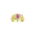 thumbnail image 1 of RYLOS Mens Rings 14K Yellow Gold Ring 6X4MM Oval Shape Gemstone & Diamond Ring Star Ruby July Birthstone Rings For Man Gold Rings Size 9, 1 of 7