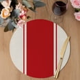 thumbnail image 3 of Red Vintage Round 15 Inch Placemats Set of 4, Geometric Stripes Simple Lines HeatResistant Non Slip Place Mats for Dining Table, Wipeable Braided Kitchen Table Mats for Housewarming, 3 of 9