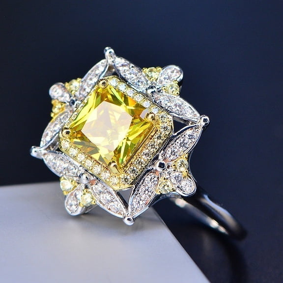 Ladies Retro Square Hollow Carved Ring