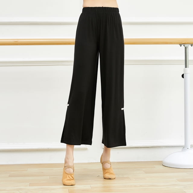 Pantalones de yoga para mujer Pantalones de entrenamiento de pierna ancha de cintura alta con abertura