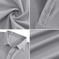 thumbnail image 4 of KXDMNE Mens Loose Fit Polo Shirt - Short Sleeve Breathable Polyester Roomy Solid Color Ventilation Mesh Tops for Summer, Light Gray, 2XL, 4 of 4