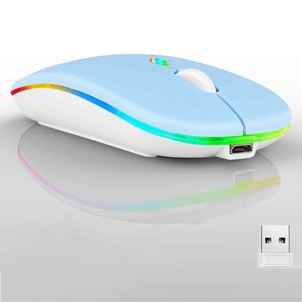 Ratón inalámbrico Bluetooth Guiheng LED recargable azul