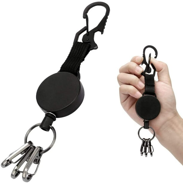 Retractable Key-Chain Badge Reel - Heavy Duty Key Holder Ring with