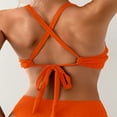 thumbnail image 5 of vigerkar Bikini Tops for Women Knot Front Halter Swimwear Push Up Bathing Suit V Neck Full Coverage Swimsuit Top Only Orange, M, 5 of 6