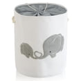 thumbnail image 1 of Cesto de Lavandería para Bebé, Cestas para la Ropa de Bebé de Lona de 58L Extra Grande, Cesto de Lavandería Plegable para Guardería con Cierre de Cordón, Cestas de Juguetes (Gris Elefante), 1 of 8