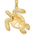 thumbnail image 3 of 14K Yellow Gold Large Textured Swimming Sea Turtle Charm - 30mm, 3 of 6