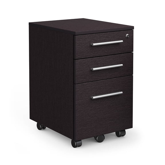 At Work Mobile File Storage Pedestal  26"H Espresso Laminate/Brushed Nickel Handles