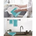 thumbnail image 5 of Turquoise Kitchen Dish Towels for Drying Dishes Set of 2, Geometric Boho Ethnic Tile Chic Monochrome Waffle Weave Microfiber Hand Tea Bathroom Towels Quick Dry & Absorbent Towel 12x12, 5 of 7