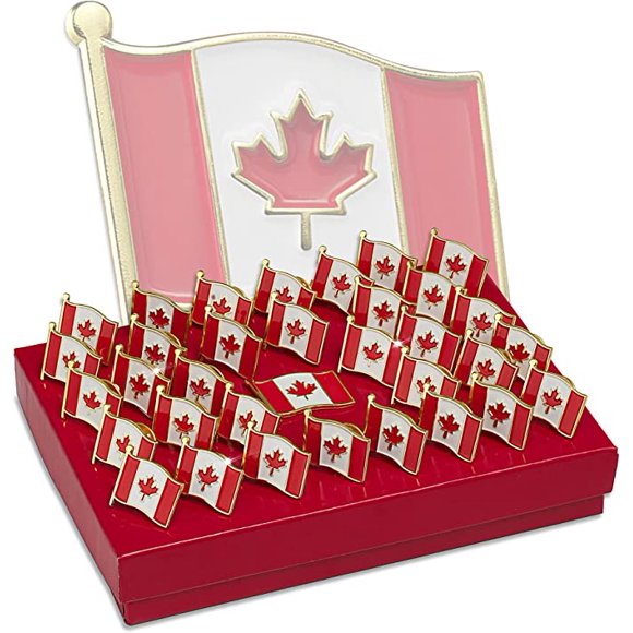 For The Love of Canada Canada Flag Lapel Pin- Canadian Flag Enamel Pin- Canadian Lapel Pins- Canadian Waving Flag Lapel Pins- For Canada Day, Veteran's Day and Military Homecomings- 35 pc