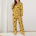 thumbnail image 2 of Fotbe Abstract Leopard Print Sunflower Pattern Long Sleeve Pajama Set for Women,Sleepwear Set,2-piece Loungewear Set,Soft PJs Comfy Nightwear with Pockets -Medium, 2 of 7