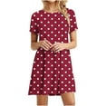 thumbnail image 2 of Zpanxa Women's Retro Polka Dot Short Sleeve Dress Round Neck Vintage Inspired Office Dress, 2 of 7