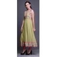 thumbnail image 3 of Bimba Beige Floral Printed Women Designer Mandarin Collar Anarkali Dress Indian Ethnic Kurta X-Large, 3 of 6
