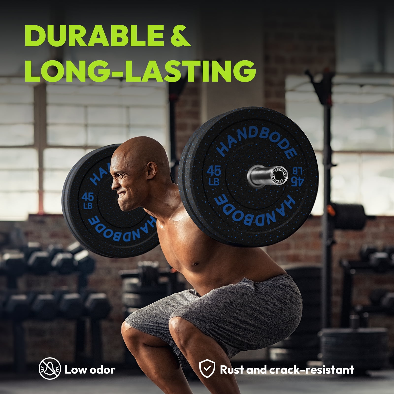 HANDBODE Bumper Plates High-Bounce Olympic Weight Plates, Colored crumb rubber plate for Weight Lifting and Strength Training 190LB