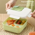 thumbnail image 2 of Lunch Box Compartments Portable Office Square Oven Food Container Locking Camping Picnic Kitchen Sealing Plastic Carrying Kitchen Organizer with Spoon Pink, 2 of 9