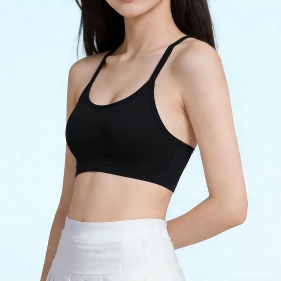 Cotton Training Bras for Girls Teen Girl Sport Bra 10-16 with Fixed Pads Kids Cotton Cami Bras Black 9 Years