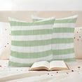thumbnail image 3 of Sage Green Striped Outdoor Waterproof Pillow Covers, Farmhouse Vintage Stripes Decorative Square Throw Pillowcase Sofa Cushion Sham for Patio/Couch/Chair, 20"x20" 2 Pack, 3 of 8