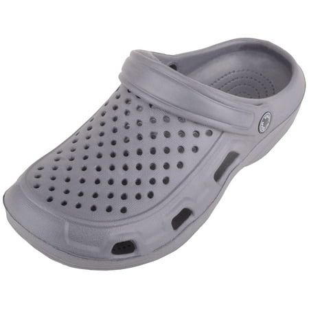 

ABSOLUTE FOOTWEAR Mens Gents Easy Slip On Summer Holiday Garden Mule Sandals Clogs with Moveable Back Strap - Grey - US 7