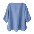 thumbnail image 5 of longantii Embroidered Cotton Linen Tops for Women 3/4 Sleeve Summer Boho Peasant Gauze Dressy Blouses Beach Vacation Tunics Sky Blue XL, 5 of 8