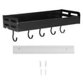 thumbnail image 4 of Wall Mounted Kitchen Shelf Space Aluminum Rustproof Structure Floating Wall Shelves with 5 Hooks for Kitchen Black 30cm Long Black, 4 of 8