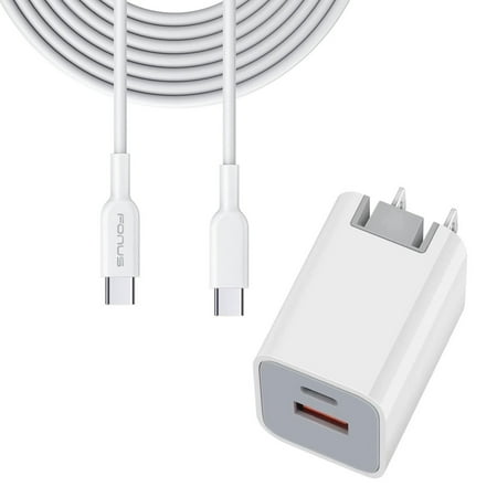 For TCL TAB 10s 10.1/TABMAX 10.4 - 38W PD Home Charger Fast Type-C 6ft Long Cable USB-C Power Cord QC3.0 Adapter 2-Port