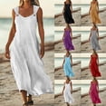thumbnail image 1 of Xcmzpl Robes Débardeurs d'Été pour Femmes Col Rond Anneau O Épaule Sans Manches Robes en Lin Unies Décontractées Coupe Ample Robes Maxi, 1 of 8