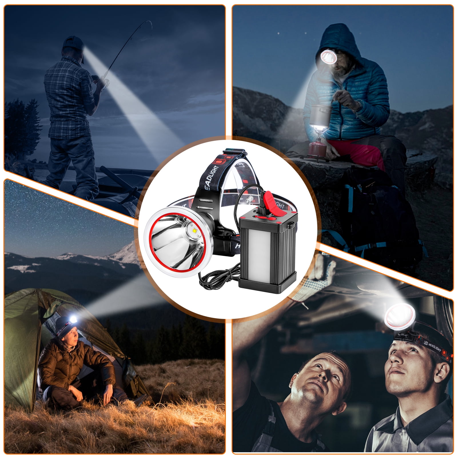 Hunting Friends High Power LED Headlamp Separation Design Outdoor Head Lamps Waterproof&Rechargeable Long Distance Headlight for Camping Hiking Fishing Hunting, White Light