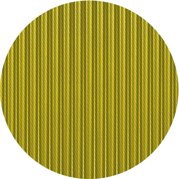 Ahgly Company Machine Washable Indoor Round Transitional Dark Yellow Green Area Rugs, 4' Round