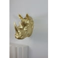 thumbnail image 1 of Rhino Head Sculpture Wall Mount Art Gold Color, 1 of 5